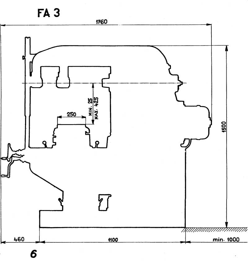 FA-3h Габаритные розміри горизонтального фрезерного верстата